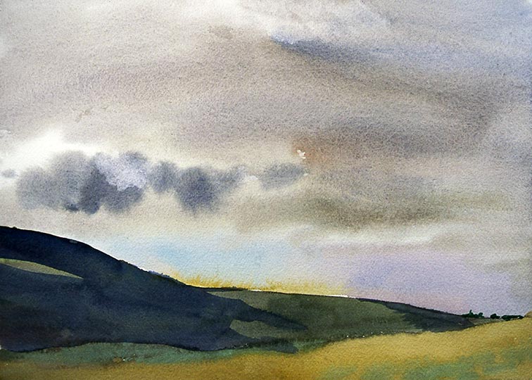 Robert Spellman Colorado Watercolor of meadows near Eldorado.