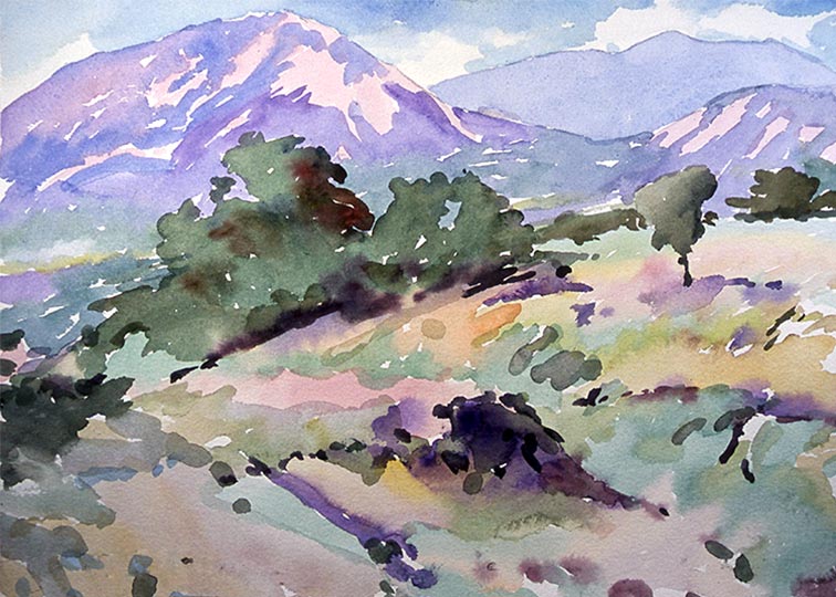 Robert Spellman Colorado Watercolor of Big Sheep Mountain.