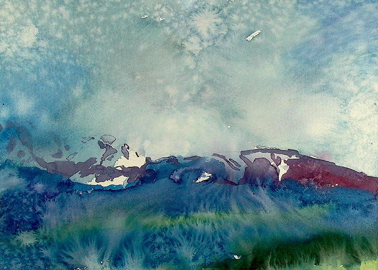 Robert Spellman Colorado Watercolor of Mountain Water