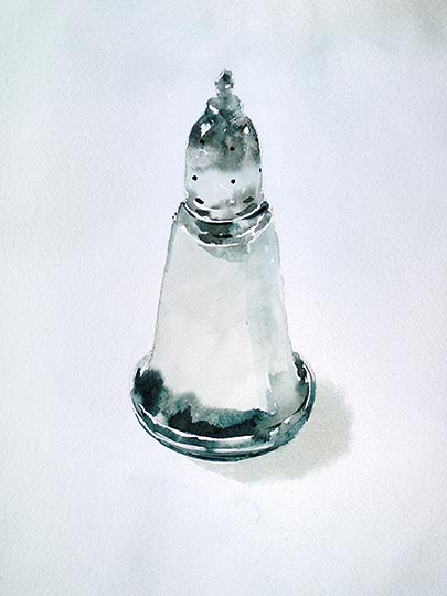 Robert Spellman drawing of a silver salt shaker